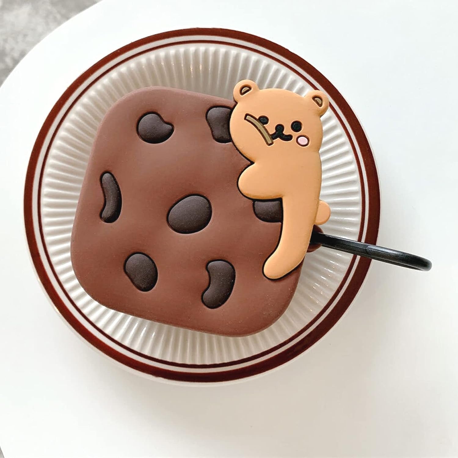 Powerbeats Pro Wireless Earbuds Case Cover Silicone Protector Skin Cute Cookie Bear with Carabiner Keychain for Girls  AKIKOH   