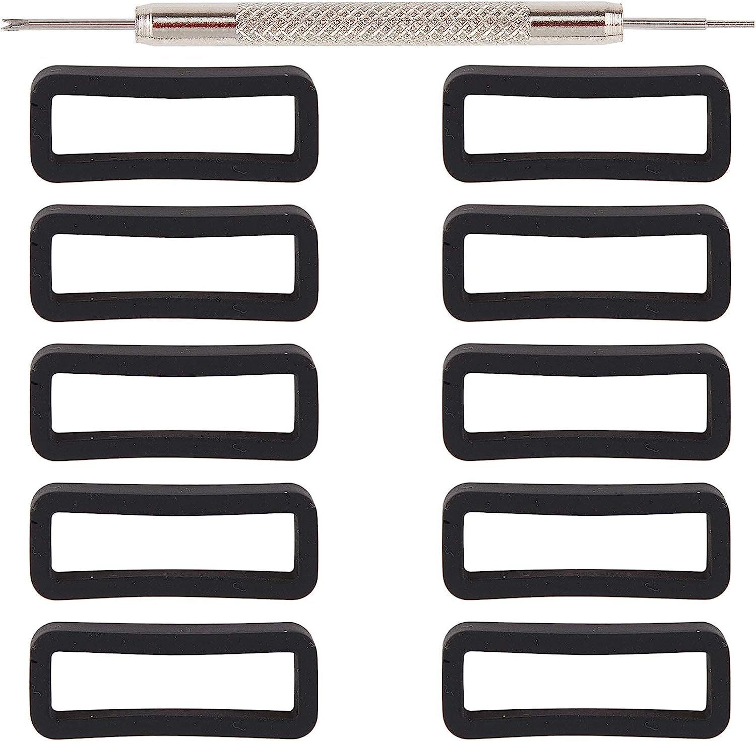 GORGECRAFT 10Pcs 22Mm Rubber Replacement Watch Band Strap Loops Silicone Watch Strap Keeper Holder Retainer with Removable Tools  GORGECRAFT   