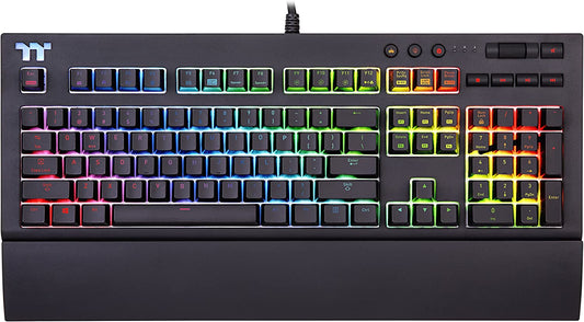 Thermaltake Tt Premium X1 RGB Smartphone Enabled Voice-Controlled AI 16.8 Million Color with 12 Lighting Effects Cherry MX Blue Switches Mechanical Gaming Keyboard KB‐TPX‐BLBRUS‐01  Thermaltake USA Direct   