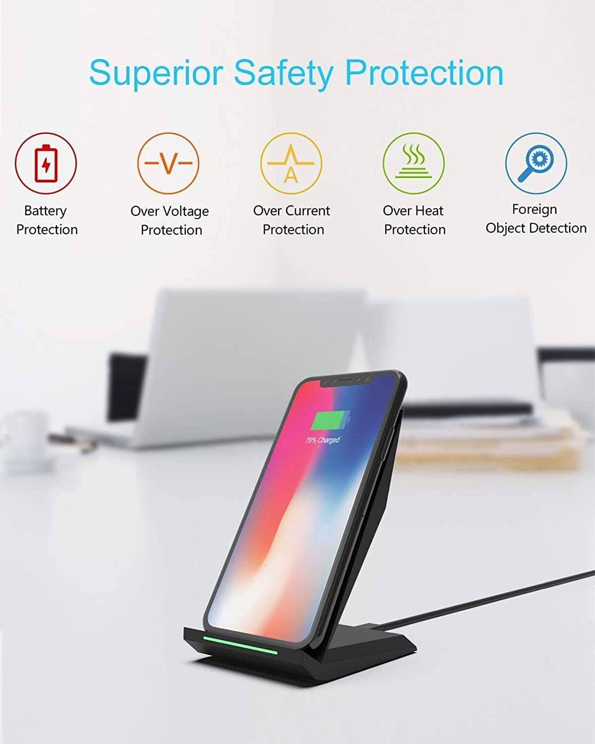 NANAMI Fast Wireless Charger with USB Phone Charger, Qi Certified Charging Stand with QC3.0 Adapter 7.5W Compatible Iphone 14/13/12/SE 2020/11/XS,10W for Samsung Galaxy S23/S22/S21/S20/S10/Note 20/10  NANAMI   