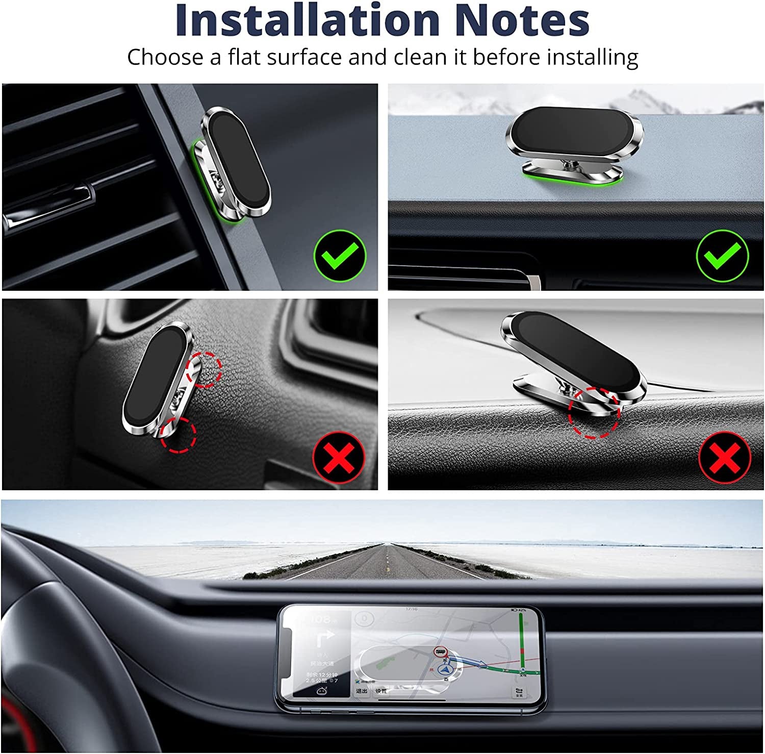 [2-Pack] Magnetic Phone Mount for Car, FONKEN Car Phone Holder Mount [Stronger 8X Magnets] 360°Rotation Universal Dashboard Phone Holder Magnetic Car Mount for Iphone 13/12 Pro, Samsung, LG All Phones  FONKEN   