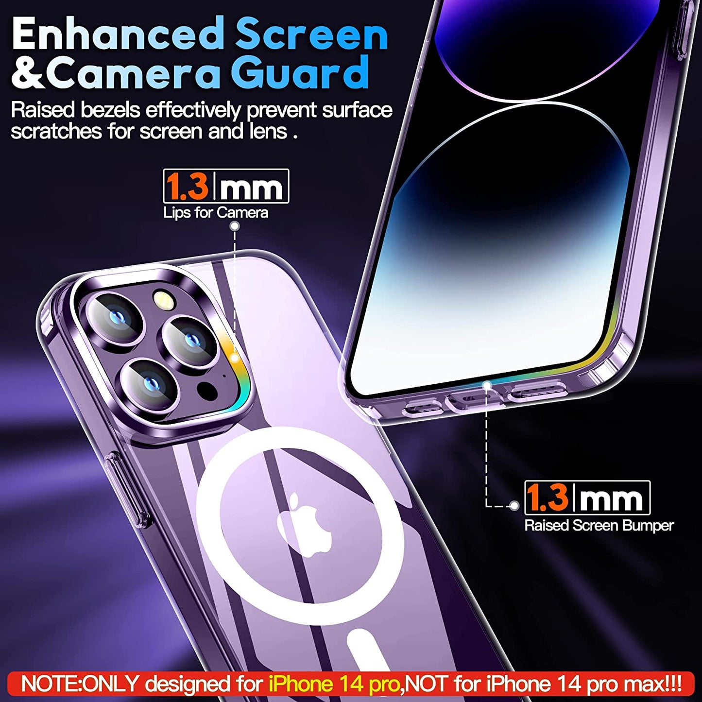 MOZOTER 6-In-1 Magnetic for Iphone 14 Pro Case,[Compatible with Magsafe][Glass Screen Protector+Camera Lens Protector] [Anti-Yellowing] Slim Shockproof for Iphone 14 Pro Phone Case 6.1 Inch-Clear  MOZOTER   