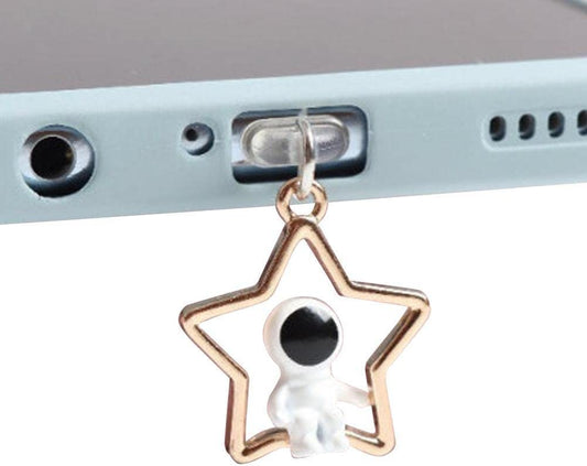 Pulunto Dust Plug Charm Cute Astronaut Earphone Jack Stopper Cap Pendant anti Dust Plug Kawaii USB Type-C Plug for Iphone Charge Port  pulunto   