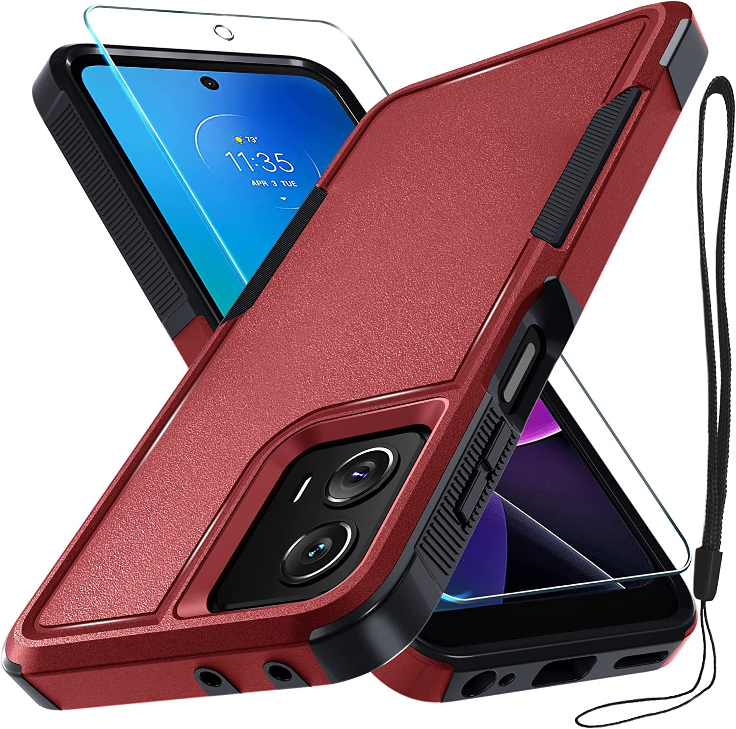 For Motorola Moto G Power 5G 2023 & Moto G 5G 2023 Case with Tempered Glass Screen Protector[1 Pack], Dual Layer Full Body Heavy Duty Rugged Shockproof Protective Phone Cover, Mint Green  RMOCR Red Moto G 5G 2023/G Power 5G 2023 