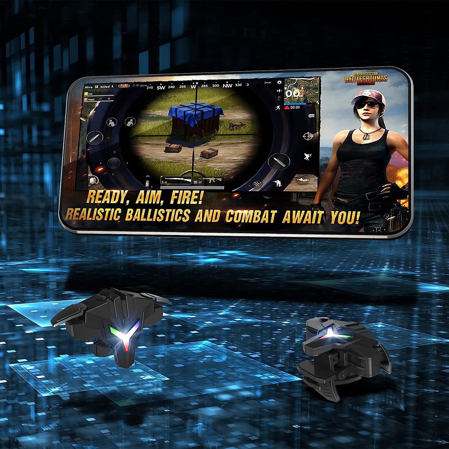 Woohot Mobile Gaming Trigger, Physically Mapped Game Trigger, Mobile Game Accessories Smartphone Game Controller Gamepad, Alloy Button Zero Latency, for Pubg/Fortnite/Cod/New STATE(1 Pair)  Woohot   