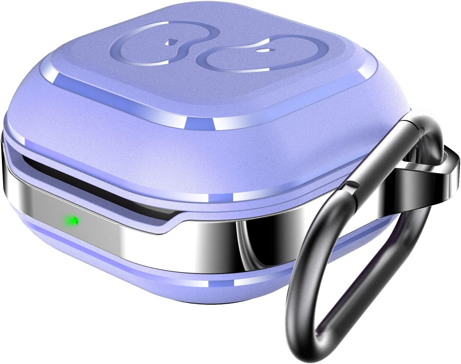 HALLEAST for Galaxy Buds 2 Pro Case 2022/ Galaxy Buds 2 Case 2021/ Galaxy Buds Pro Case 2021/ Galaxy Buds Live Case 2020, TPU Cover Metal Alloy Carrying Case with Keychain Clip, Black  HALLEAST Purple  