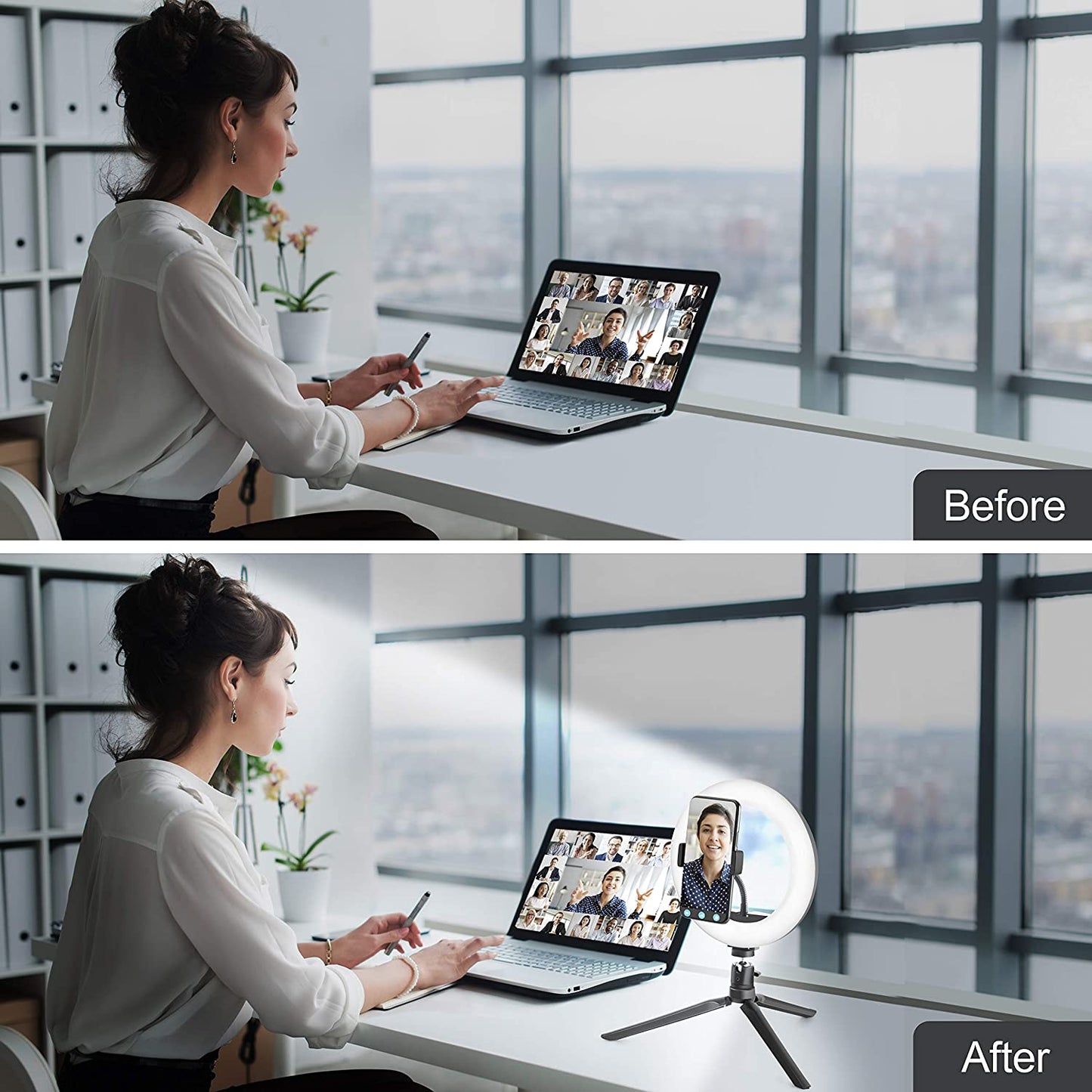 8'' RGBW Led Ring Light with Tripod Stand - Selfie Ring Light with Cellphone Holder for Online Teaching/Tiktok/Live Stream/Photography/Makeup Compatible with Iphone X/XR/XS Samsung/Pixel  THECOSKY   