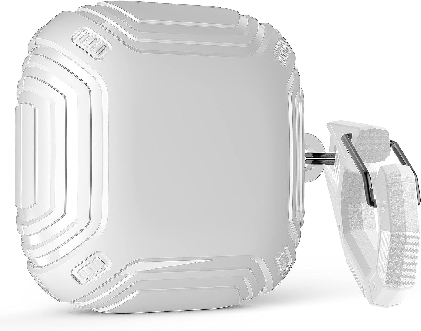 Valkit Compatible Beats Fit Pro Case Cover, Full Body Shockproof Military Shell Cool Protective Cover Skin with Keychain Men Women for New Beats Fit Pro Earbuds 2021, White  VKT   