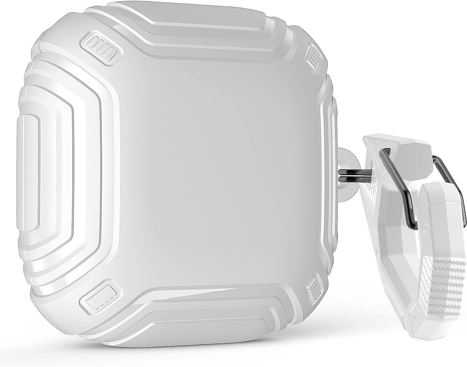 Valkit Compatible Beats Fit Pro Case Cover, Full Body Shockproof Military Shell Cool Protective Cover Skin with Keychain Men Women for New Beats Fit Pro Earbuds 2021, White  VKT   