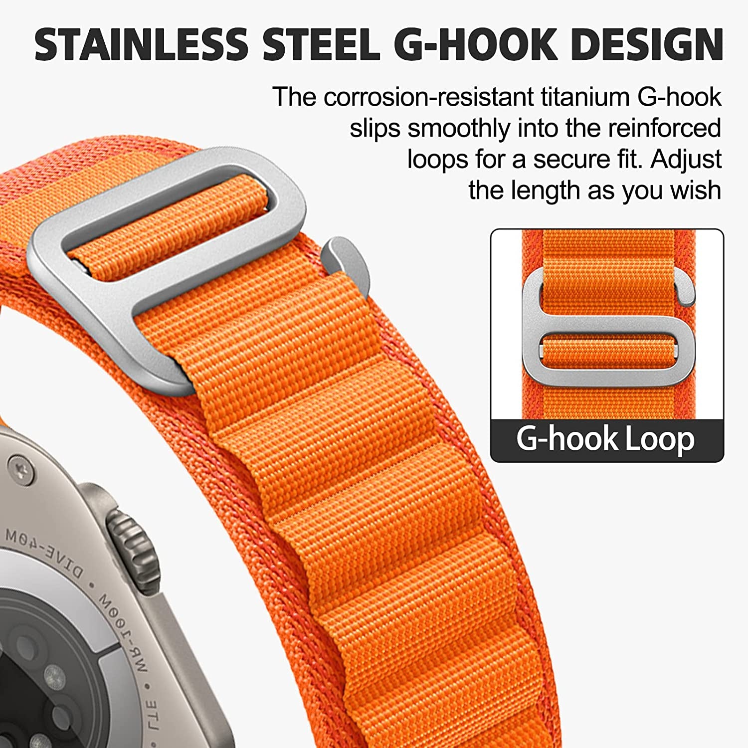 DAISDJUY 5 Pack Alpine Loop Sport Nylon Bands Compatible with Apple Watch Ultra 49Mm 45Mm 44Mm 42Mm 41Mm 40Mm 38Mm, Stretchy Rugged Woven Solo Loop Wristband Adjustable with Metal Titanium G-Hook Strap Compatible with Iwatch Series  DAISDJUY   