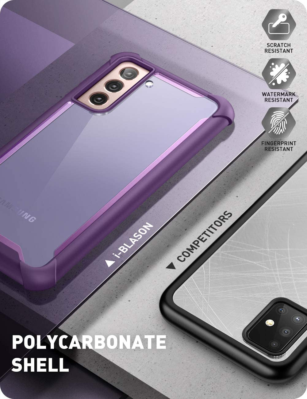 I-Blason Ares Series Case Designed for Galaxy S21 plus 5G (2021 Release), Rugged Clear Bumper Case without Built-In Screen Protector (Purple)  i-Blason   