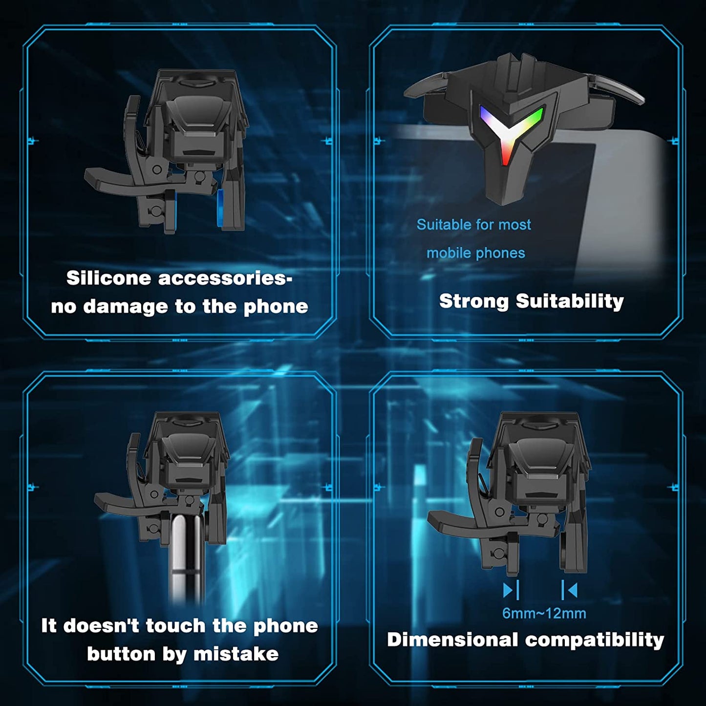 Woohot Mobile Gaming Trigger, Physically Mapped Game Trigger, Mobile Game Accessories Smartphone Game Controller Gamepad, Alloy Button Zero Latency, for Pubg/Fortnite/Cod/New STATE(1 Pair)  Woohot   