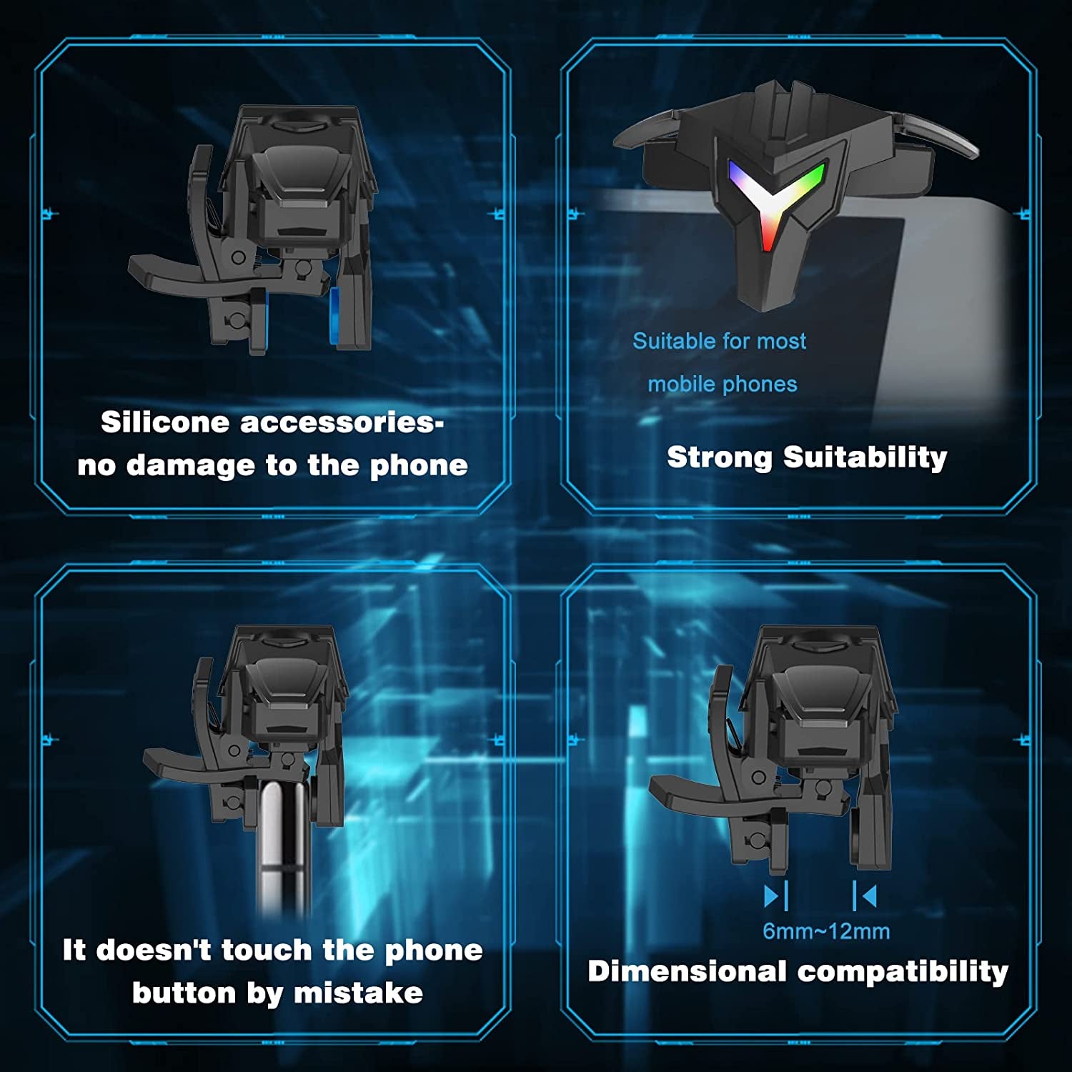 Woohot Mobile Gaming Trigger, Physically Mapped Game Trigger, Mobile Game Accessories Smartphone Game Controller Gamepad, Alloy Button Zero Latency, for Pubg/Fortnite/Cod/New STATE(1 Pair)  Woohot   