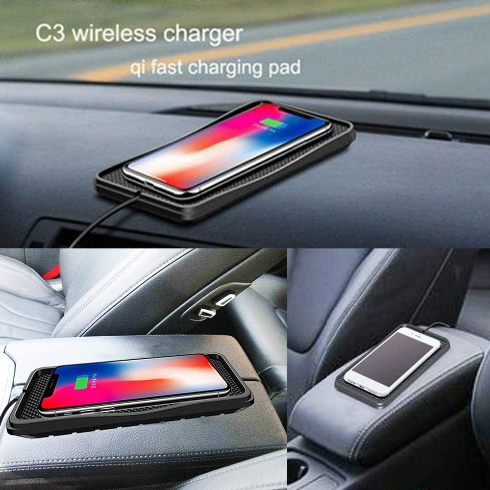 Wireless Charger,Polmxs 10W Wireless Car Charger Charging Pad Fast Wireless Phone Charger Pad Andriod Cell Phone Wireless Charging Mat Galaxy Note10/S21/S10/S9/S22(C3)  Polmxs   