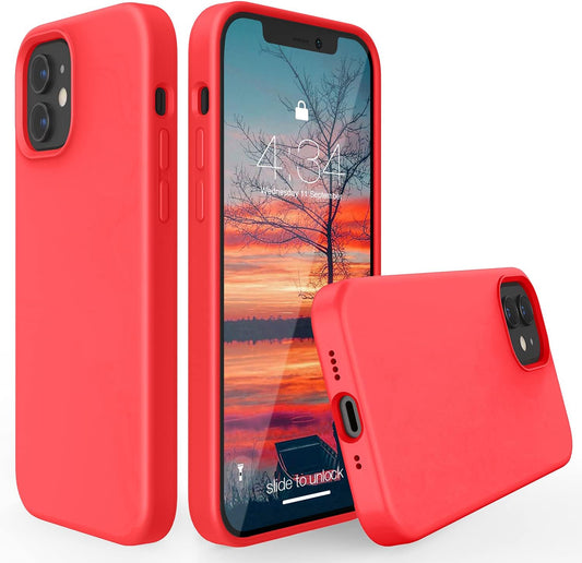ABITKU Compatible with Iphone 12 Mini Case, [Silky Series] Slim Liquid Silicone Full Body Protection Shockproof Cover 5.4 Inch, Red Coral  abitku   