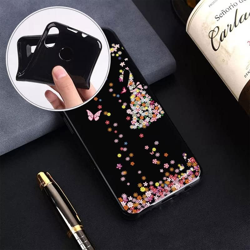 WIMSPEED Black Soft TPU Bumper Phone Case for Sony Xperia 5 V (6.1") with 1 X Tempered Glass Screen Protector, Slim Silicone Shockproof Cover for Sony Xperia 5 V - Girl  WIMSPEED   