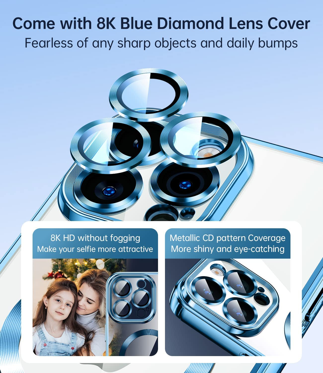 JUESHITUO Magnetic Clear for Iphone 14 Pro Max Case with Full Camera Cover Protection [No.1 Strong N52 Magnets] [Military Grade Drop Protection] for Women Girls Phone TPU Case (6.7")-Pacific Blue  JUESHITUO   