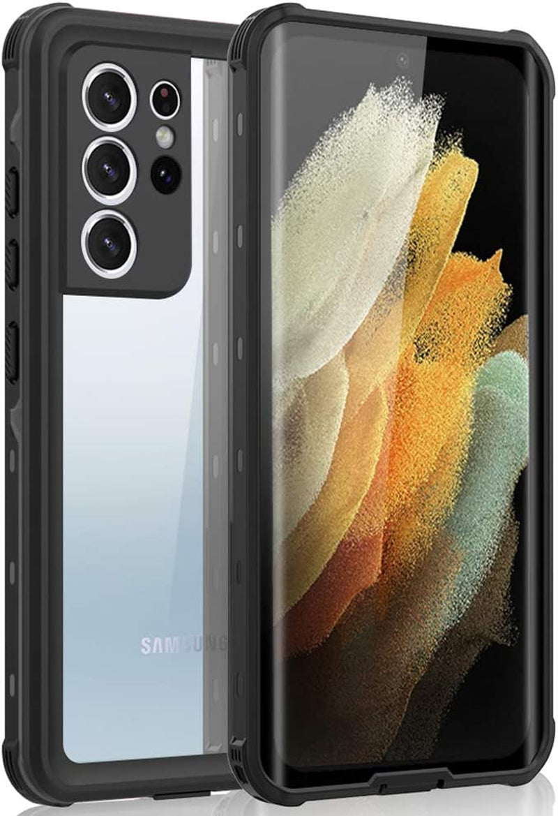 Samsung Galaxy S21 Ultra Phone Case Waterproof with Screen Protector, Full Body Protection Heavy Duty Shockproof Drop Proof Anti-Scratched Rugged Cases Cover for Galaxy S21 Ultra 6.8" (Black)  Ezanmull   