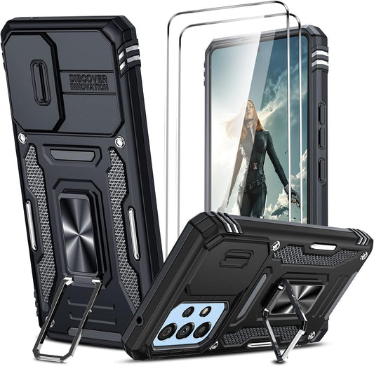 Leyi for Galaxy A53 5G Case: Galaxy A53 5G Case with Slide Camera Cover + [2 Packs] Screen Protector, 360 Full Body Military-Grade Phone Case with Upgrade Kickstand for Galaxy A53 5G, Black  LeYi   