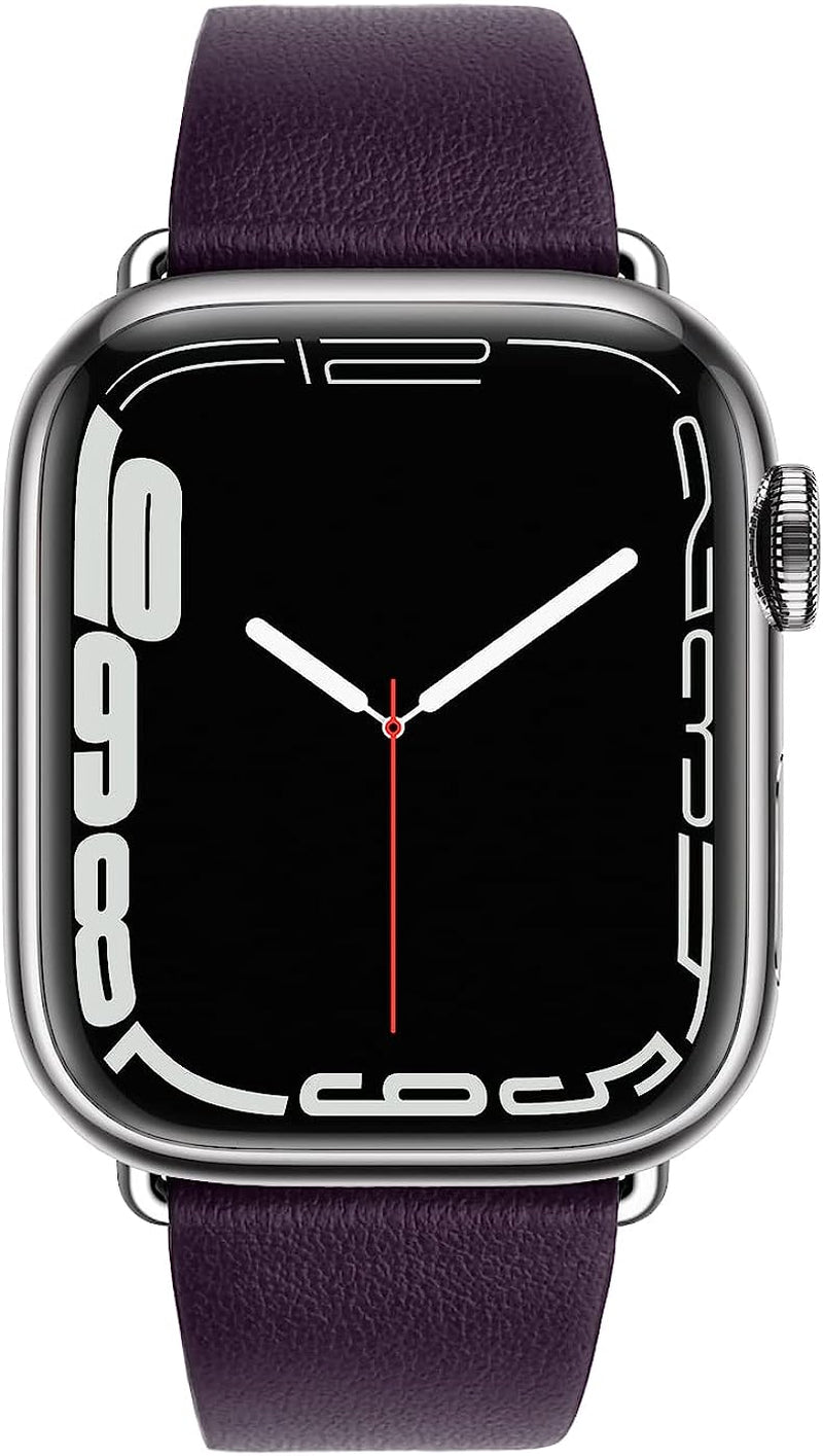 Eyamumo Thin Leather Band Compatible with Apple Watch Bands 41Mm 40Mm 38Mm Women, Genuine Leather Bands Wristbands Replacement Straps for Apple Iwatch SE2 SE Series 8 7 6 5 4 3 2 1  Eyamumo Cherry Purple 41MM / 40MM / 38MM 