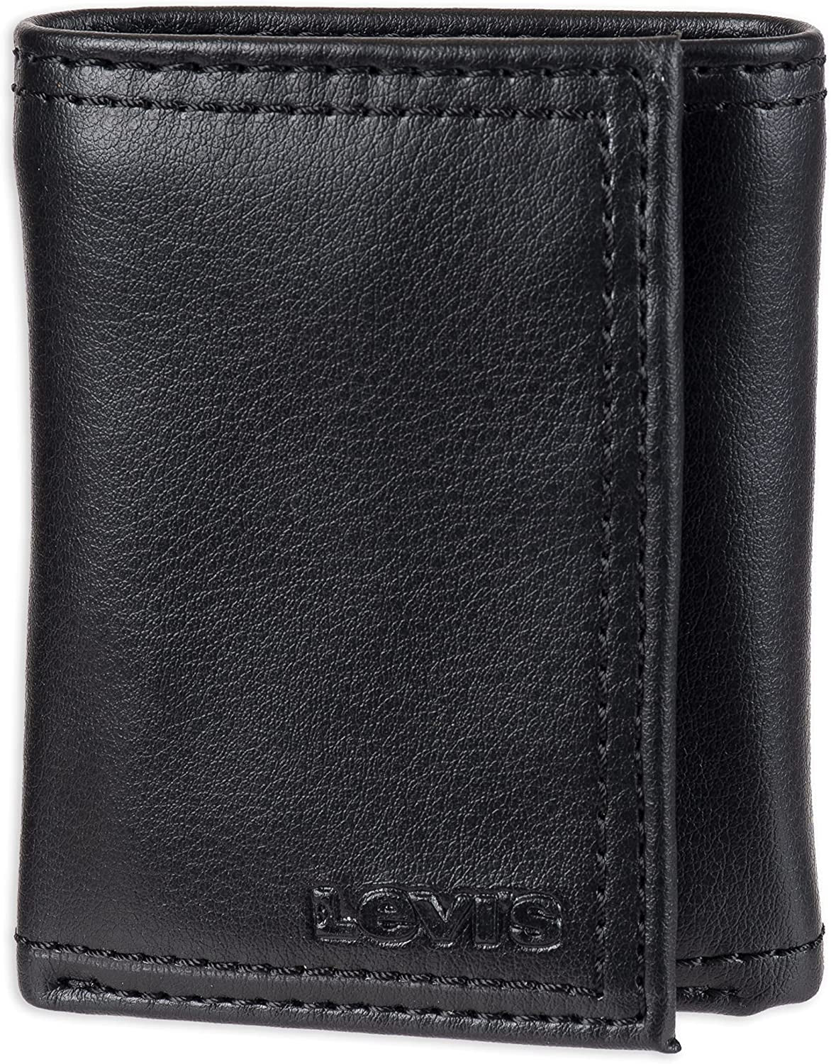 Levi'S Men'S Sleek and Slim Trifold Minimalist Wallet  Levi's Deep Black One Size 