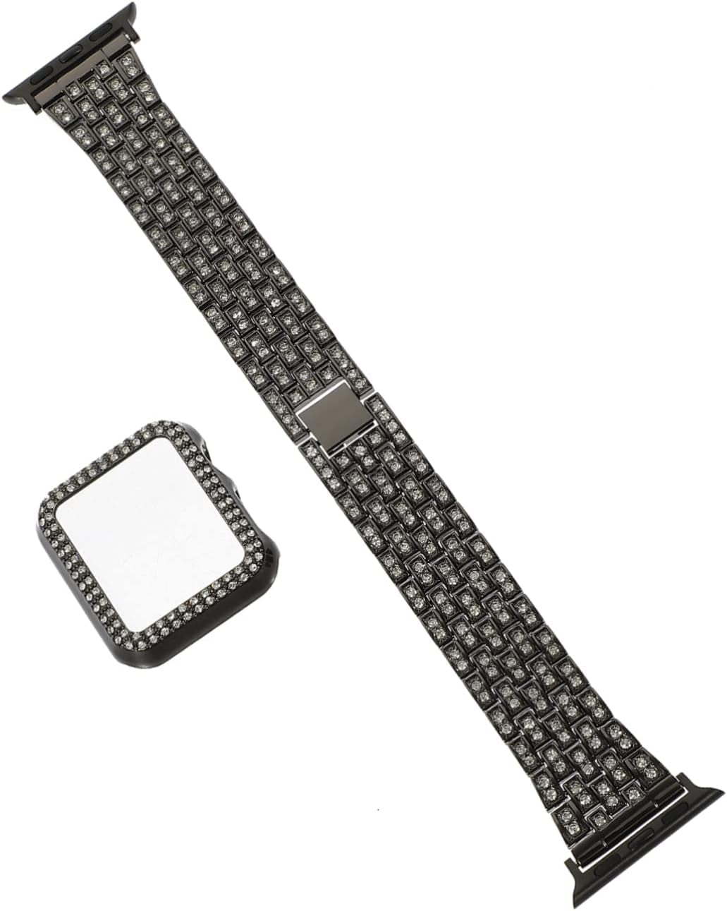 Mikikit Aplple Watch Bands 4 Sets Anti- Decorative Watch Case Band Watchband Anti-Slip Anti-Skid Portable Belt Rhinestone Metal of Replacement Replaceable Strap Slip  Mikikit Black 0.3X3.2X19CM 