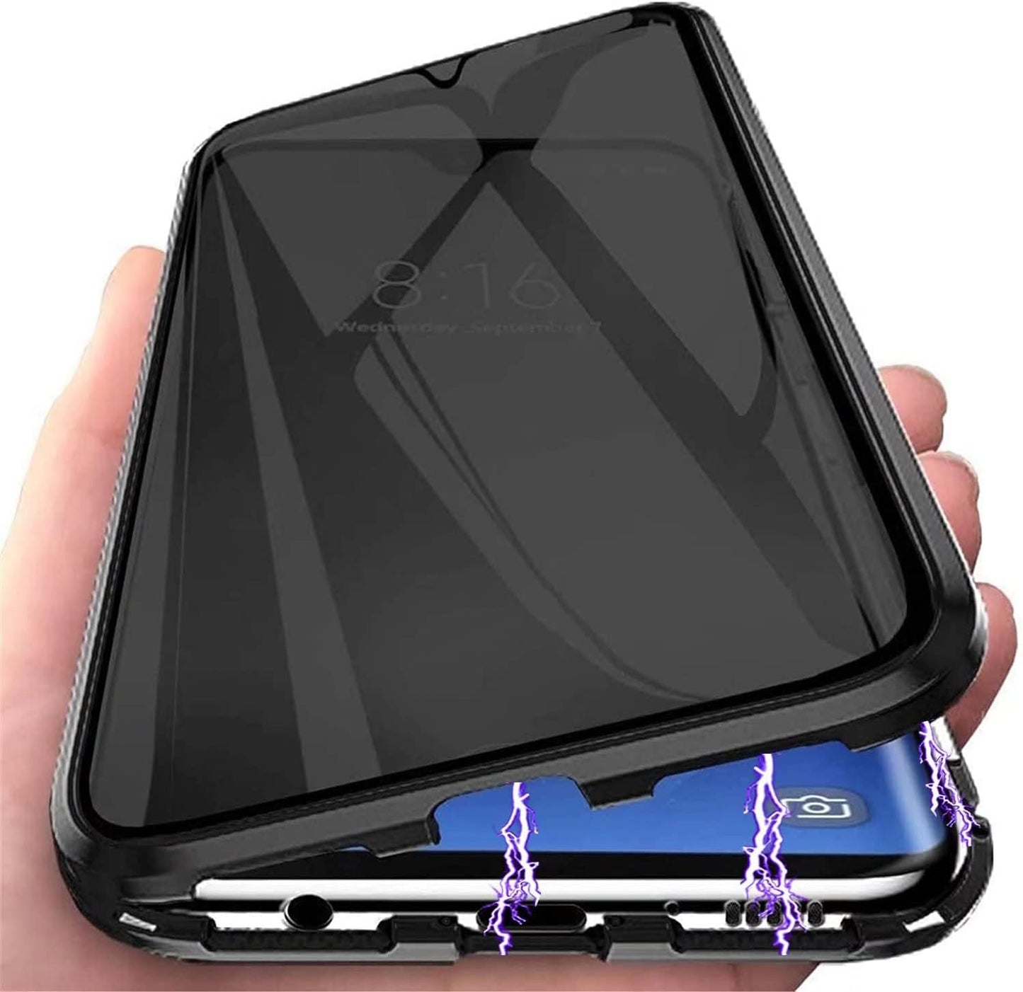 Privacy Magnetic Case for Samsung Galaxy Note 20 Ultra, anti Peep Tempered Glass Full Body Case, Front & Back 9H Tempered Glass, Privacy Screen Protector Metal Frame anti Spy Case Cover, Purple  PingGoo Black For Samsung Galaxy Note 20 Plus 