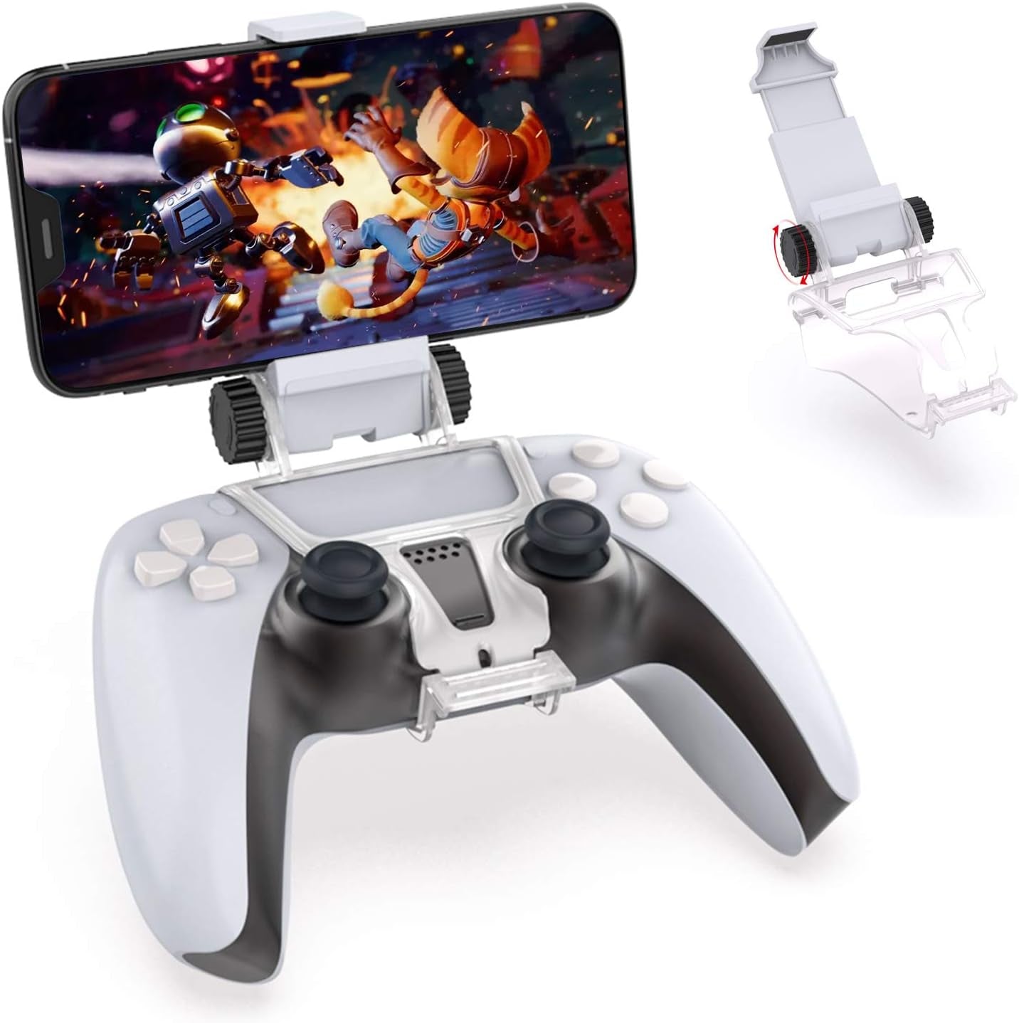 Nexigo Controller Phone Clip Mount for PS5 Dualsense Wireless Controller, Cellphone Clip Bracket Holder for Playstation 5 Controller, Adjustable Stand Suitable for Android Mobile Phone  NexiGo   