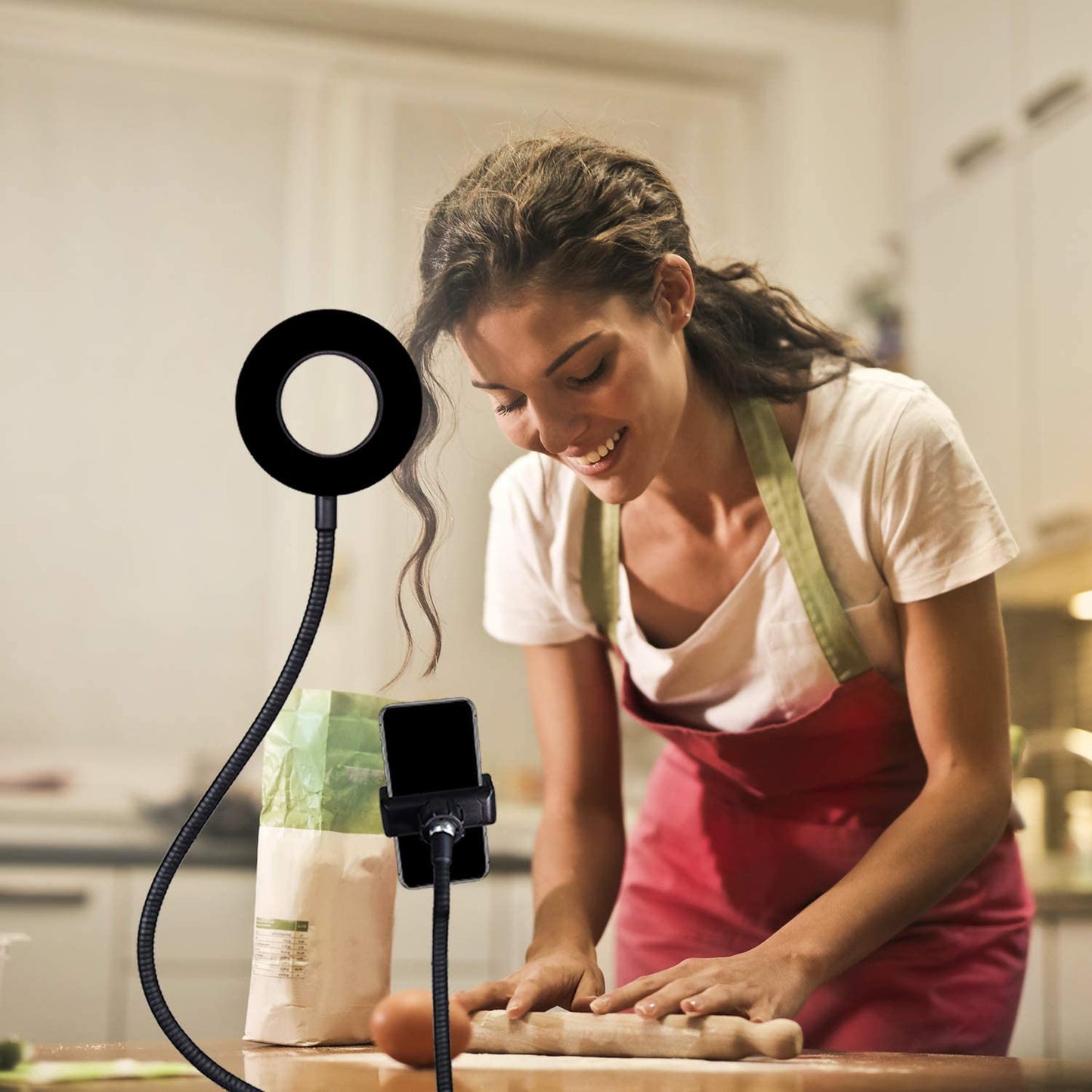 ETOPLIGHTING LED Selfie Ring Light with Cell Phone Holder for Photo Video Live Streams, Gooseneck Dimmable Desk Light, APL1970  ETOPLIGHTING   