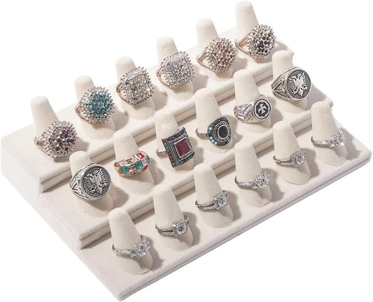 Byken Jewelry 18 Fingers Ring Holder Display Stand (White Velvet)  ByKen Jewelry   