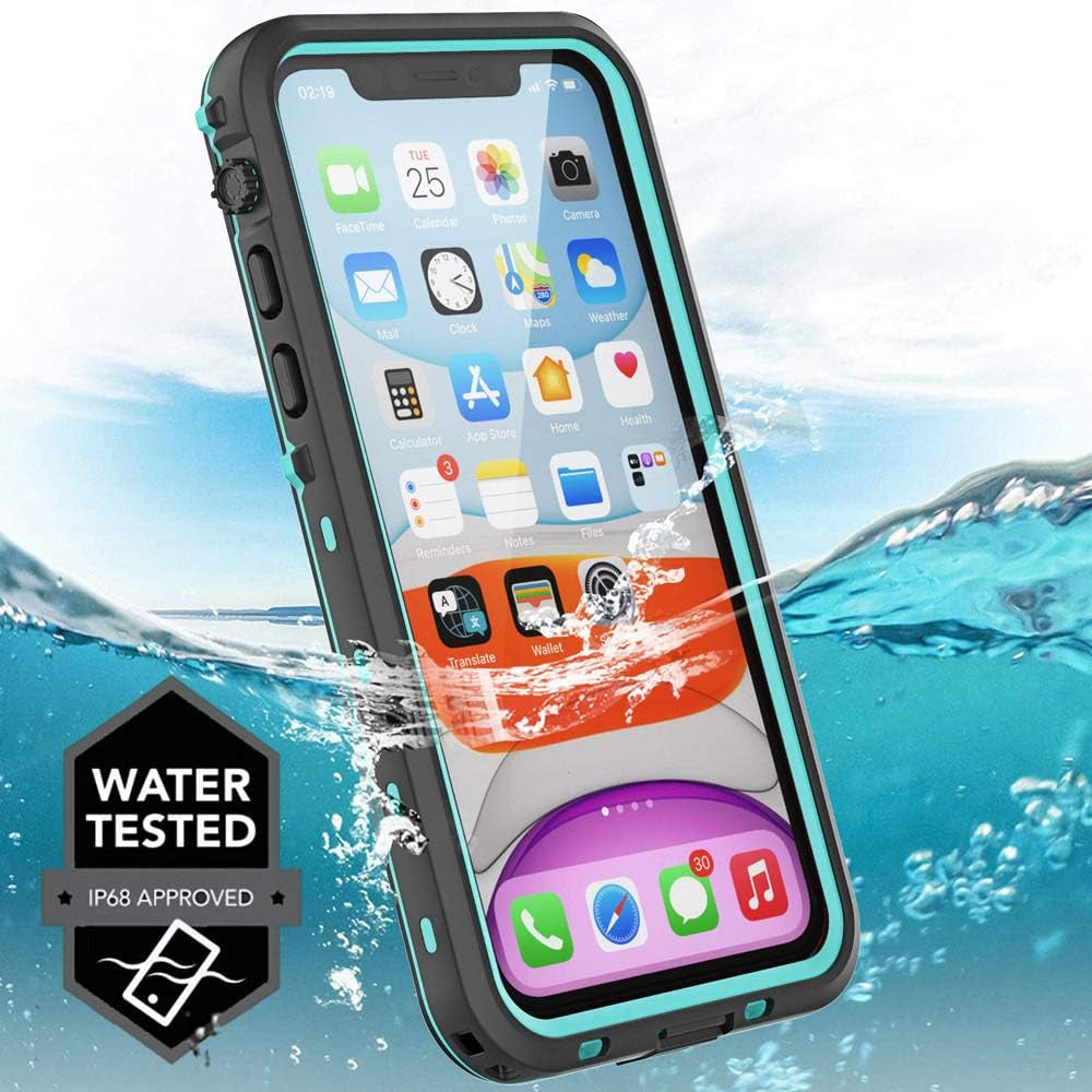 ZWWADR for Iphone 11 Waterproof Case with Screen Protector Full Body Protector Shockproof Dustproof Dirtproof Heavy Duty IP68 Waterproof Case for Iphone 11(6.1Inch) (Teal)  ZWWADR   