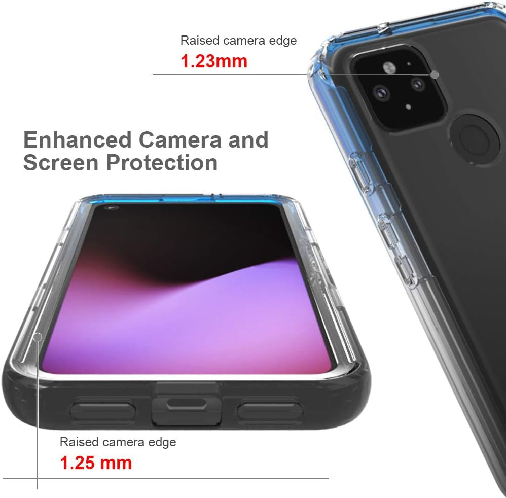 Coveron Gradient Design for Google Pixel 4A 5G Case 2020, Clear Full Body Rugged Phone Cover - Blue/Black  CoverON   