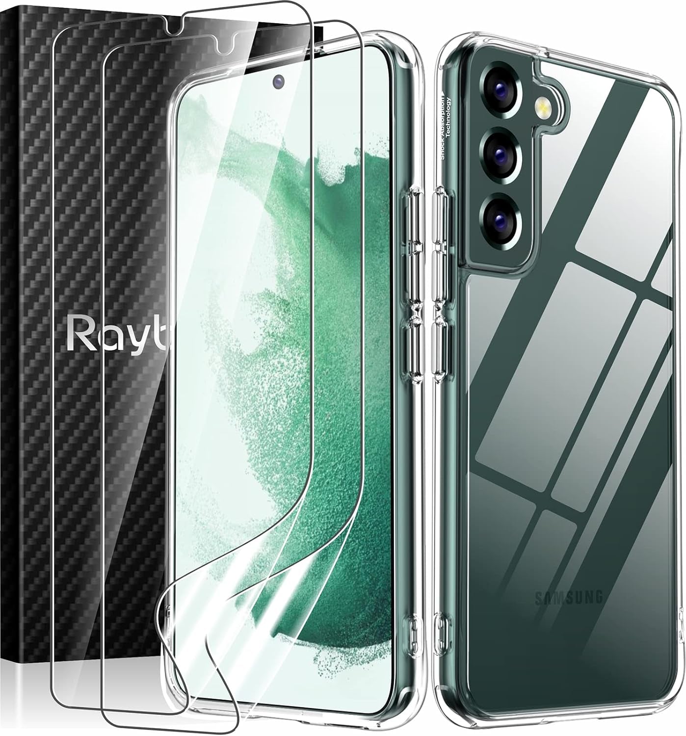 Rayboen for Samsung Galaxy S22 plus Case/Galaxy S22+ Case, Diamond Clear Designed,[Military Drop Protection] Hybird Shockproof Bumper Transparent Phone Case for S22 plus 5G 6.6 Inch  Rayboen C-Case With Screen Protector S22 Plus 