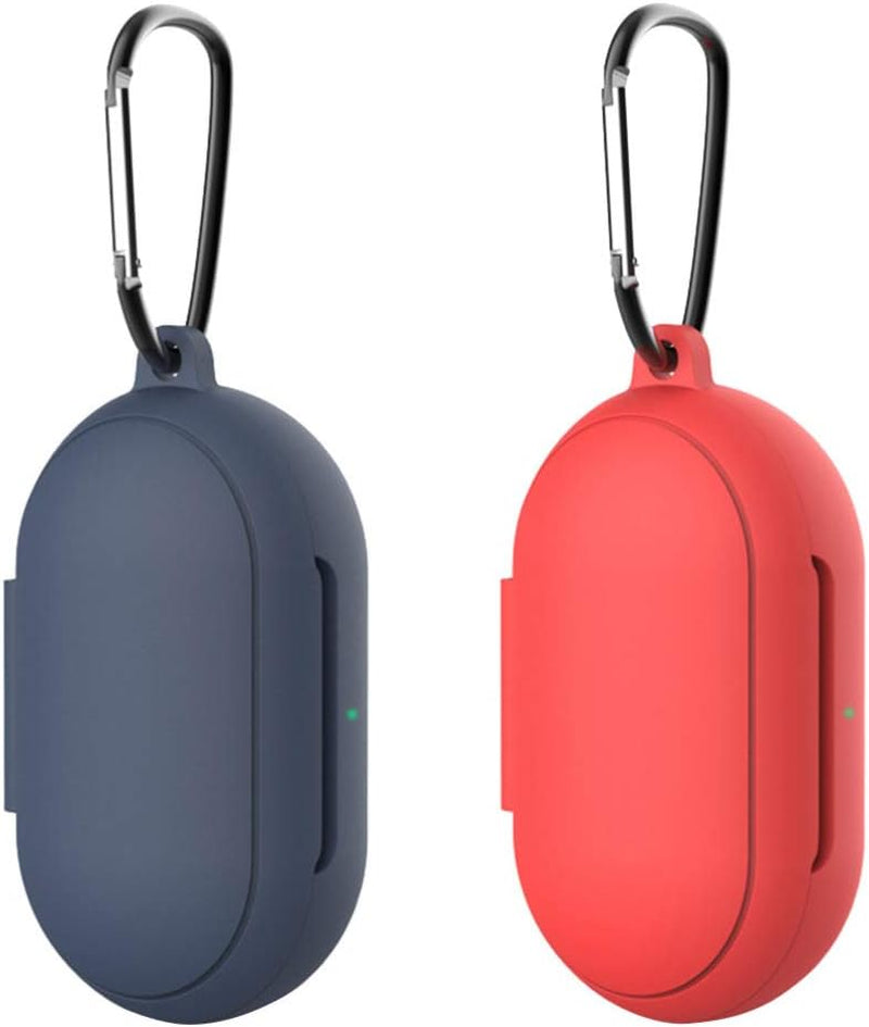 Earbuds Case Compatible for Samsung plus Case - 2 Pcs Silicone Case Cover Anti-Scratch Earbuds Carrying Case Shock Resistant Protective Case Skin with Keychain (Red+Dark Blue)  Hemobllo   