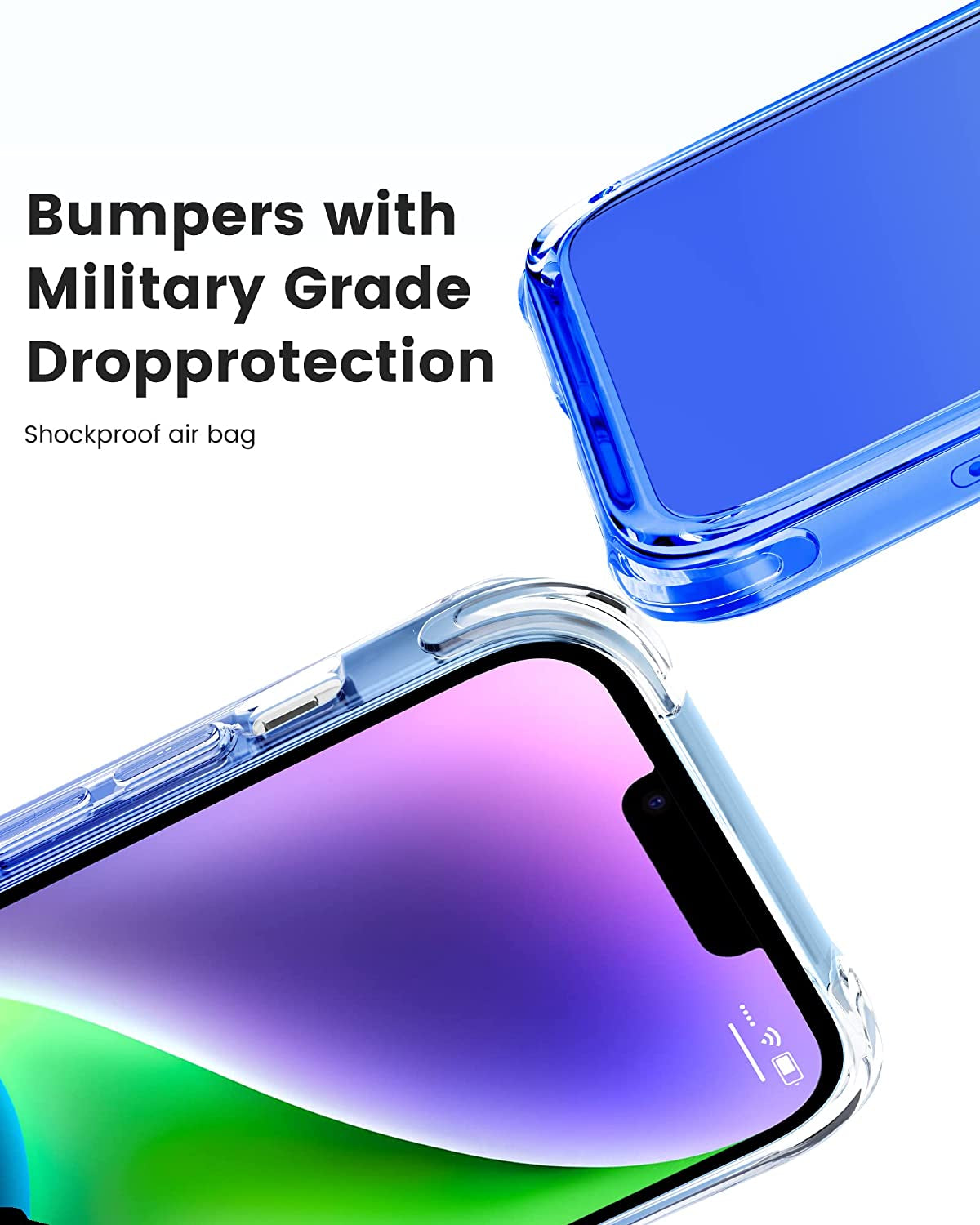 Mkeke for Iphone 14 Case Clear, for Iphone 13 Case Clear, Sturdy Phone Case with Military Grade Protective Bumpers for Iphone 14/13, Black  Shenzhen Make Technology Company Limited   