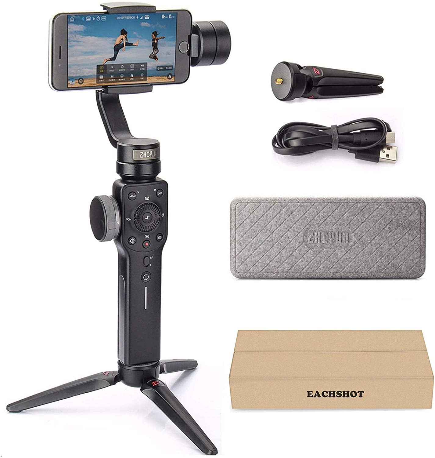 Zhiyun Smooth 4 Professional Gimbal Stabilizer for Iphone Smartphone Android Cell Phone 3-Axis Handheld Gimble Stick W/ Grip Tripod Ideal for Vlogging Youtube Vlog Tiktok Instagram Live Video Kit  Zhiyun   