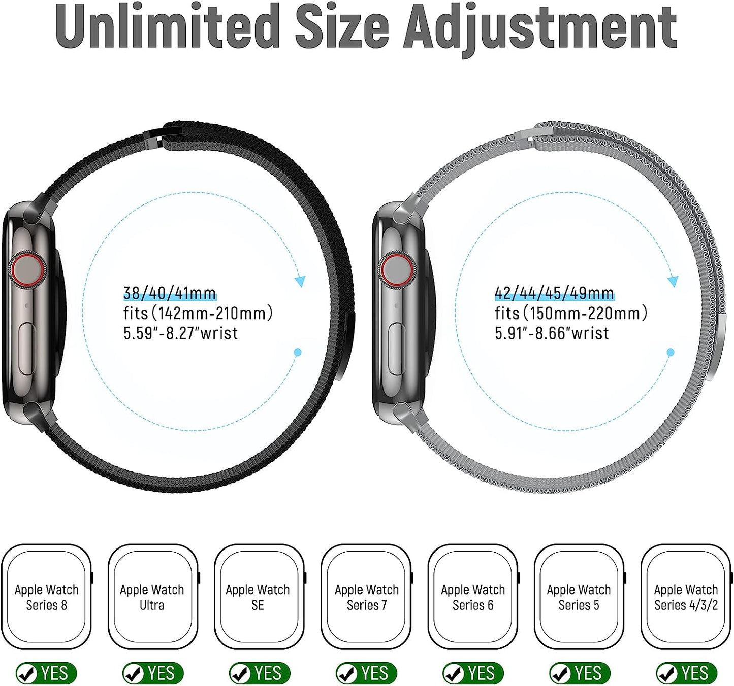 TRA 3 Pack Metal Stainless Steel Bands Compatible with Apple Watch Band 49Mm 45Mm 44Mm 42Mm 41Mm 40Mm 38Mm, Magnetic Mesh Loop Strap Wristband for Iwatch Ultra Series 8/SE/7/6/5/4/3/2/1 Men Women  TRA   