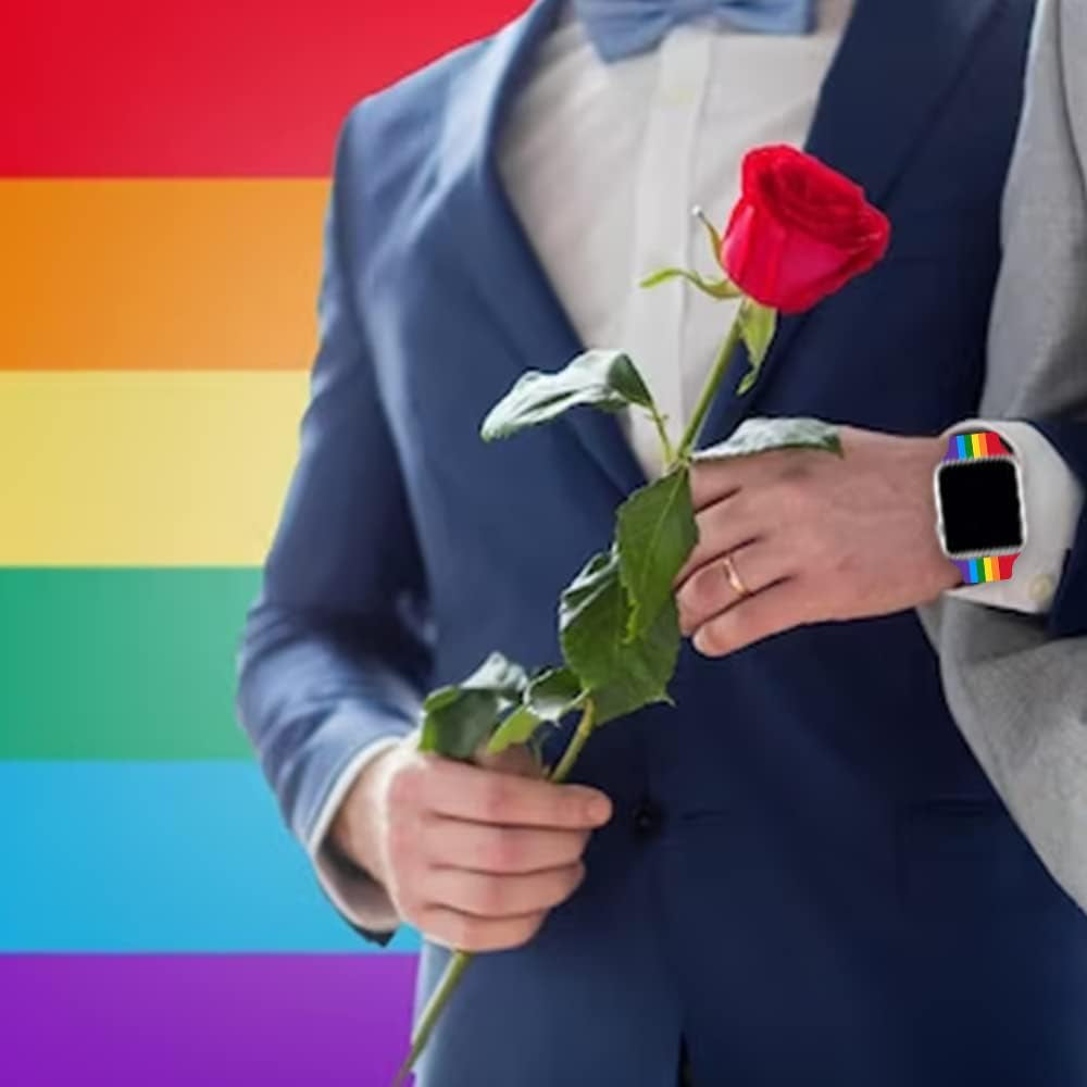 Teacher Appreciation Gifts Nurse Decorations Wristband Straps for Rainbow Apple Watch Band 38Mm/40Mm/41Mm/42Mm/44Mm/45Mm Soft Silicone Pride Watch Band Strap for Apple Smart Watch Series 7 6 5 4 3 2 1 SE.  DGDGDG   