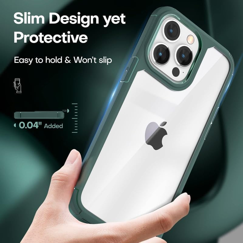 TAURI for Iphone 14 Pro Max Phone Case, [5 in 1] 1X Case [Not-Yellowing] 2X Tempered Glass Screen Protector + 2X Camera Lens Protector, [Military-Grade Drop Protection] Slim Phone Case 6.7 Inch-Green  TAURI   