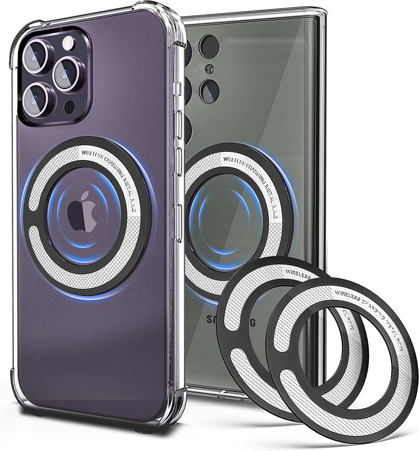 4PCS Magsafe Ring for Magsafe, Magnet Adapter, Magsafe Sticker with 3M Adhesive, Black Metal Loop for Wireless Charger/Card Wallet/Car Mount/Battery Pack/Socket Grip, Compatible with All Phone  volport   