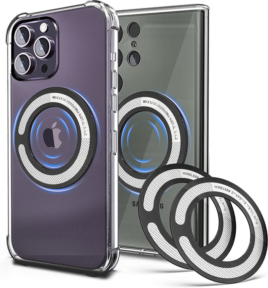 4PCS Magsafe Ring for Magsafe, Magnet Adapter, Magsafe Sticker with 3M Adhesive, Black Metal Loop for Wireless Charger/Card Wallet/Car Mount/Battery Pack/Socket Grip, Compatible with All Phone  volport   