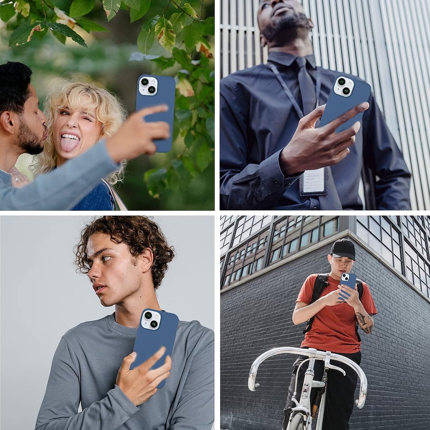 YOZEB Silicone Case Designed for Iphone 14, Shockproof Anti-Scratch and Anti-Fingerprint 4-Layer Full Body Protective Cover Slim Phone Case Compatible with Iphone 14 6.1 Inches (Blue)  YOZEB   