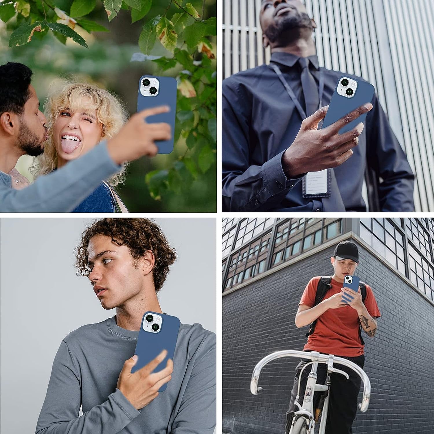 YOZEB Silicone Case Designed for Iphone 14, Shockproof Anti-Scratch and Anti-Fingerprint 4-Layer Full Body Protective Cover Slim Phone Case Compatible with Iphone 14 6.1 Inches (Blue)  YOZEB   