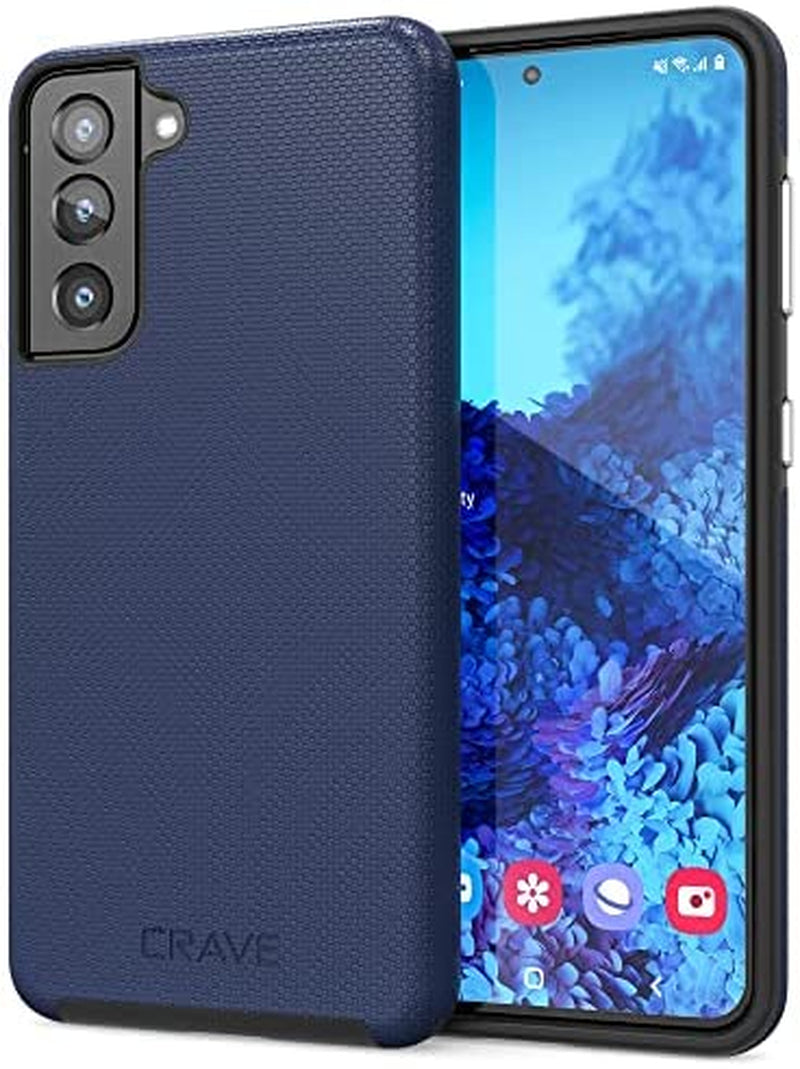 Crave Dual Guard for Galaxy S21 Case, Shockproof Protection Dual Layer Case for Samsung Galaxy S21, S21 5G (6.2 Inch) - Berry  Crave Navy  