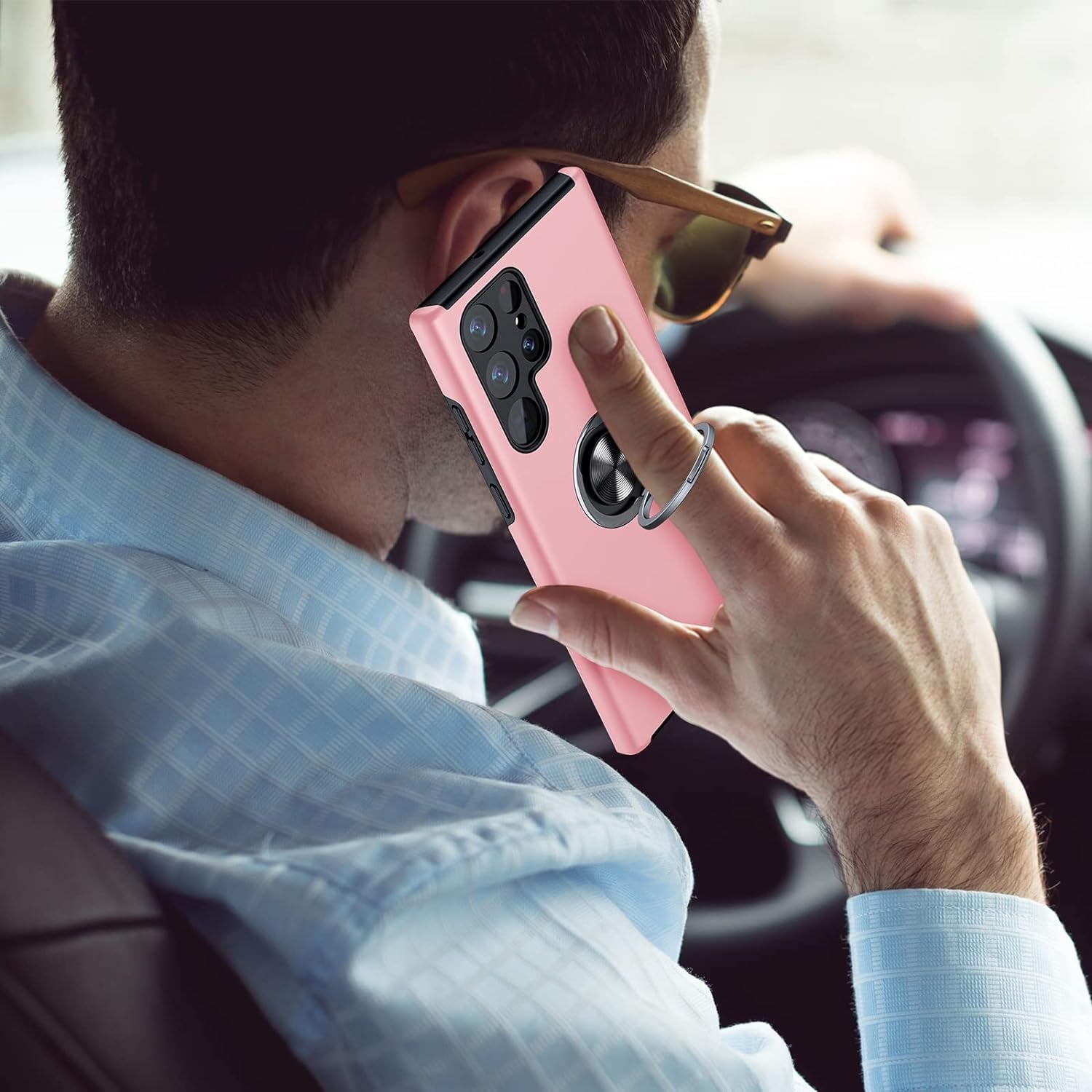 JAME for Samsung Galaxy S22 Ultra Case, [NOT for S22 or S22 Plus], Slim Soft Bumper Protective Case for Samsung S22 Ultra Case, with Invisible Ring Holder Kickstand for Galaxy S22 Ultra Case, Pink  XJXIN   