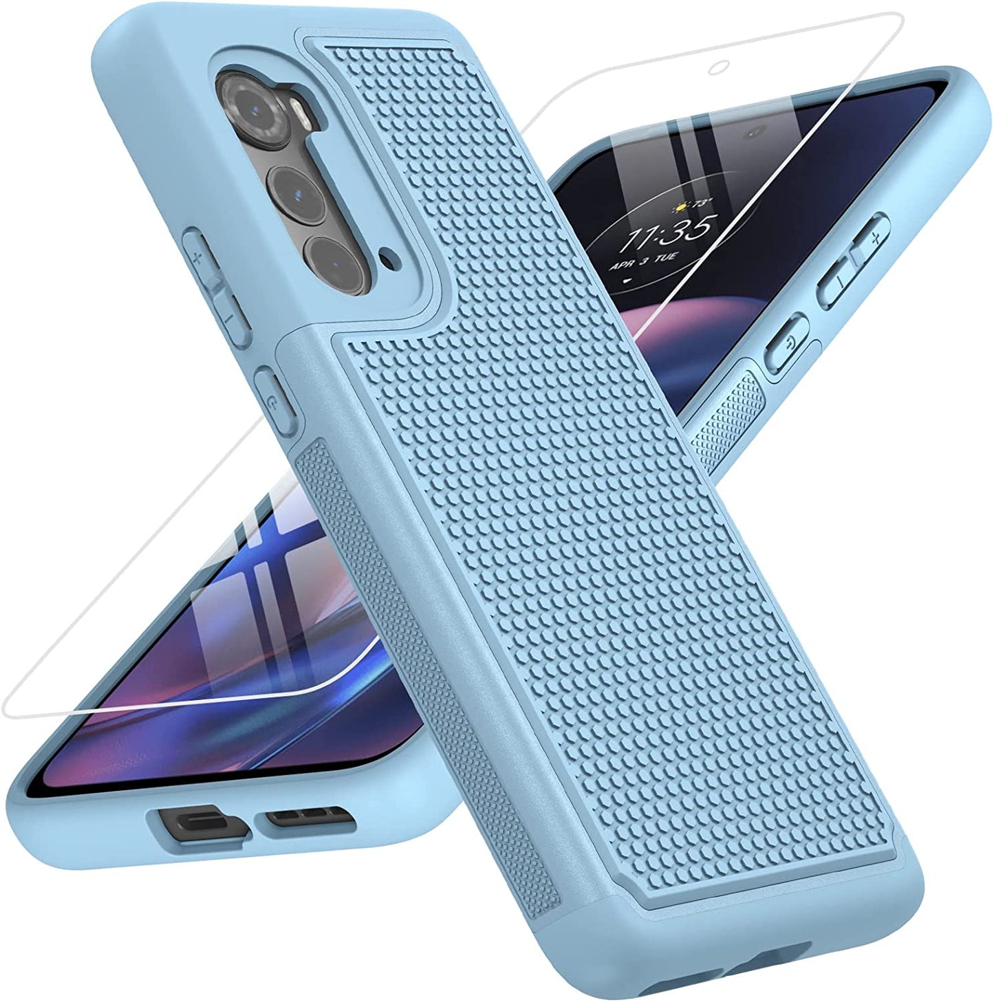 JXVM for Motorola Moto Edge 2022 Case: Moto Edge 5G UW 2022 Dual Layer Case | Shockproof Protective Cell Phone Cover with Hybrid Sturdy Textured Shell - Drop Proof Protection - 6.6 Inches (Blue)  JXVM Teal  
