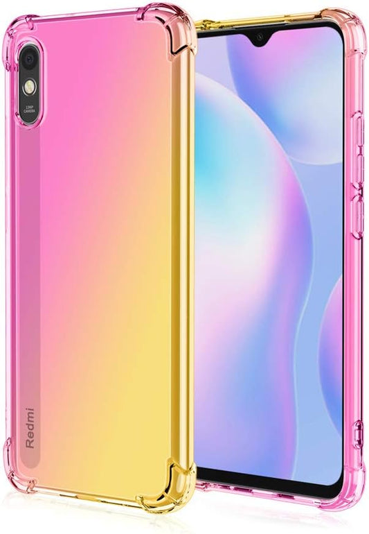 Easylifego for Xiaomi Redmi 9A Case Slim Shock Absorption Flexible TPU Soft Edge Bumper with Reinforced Corners Multicolor Gradient Protective Cover, Pink Gold  EasyLifeGo   