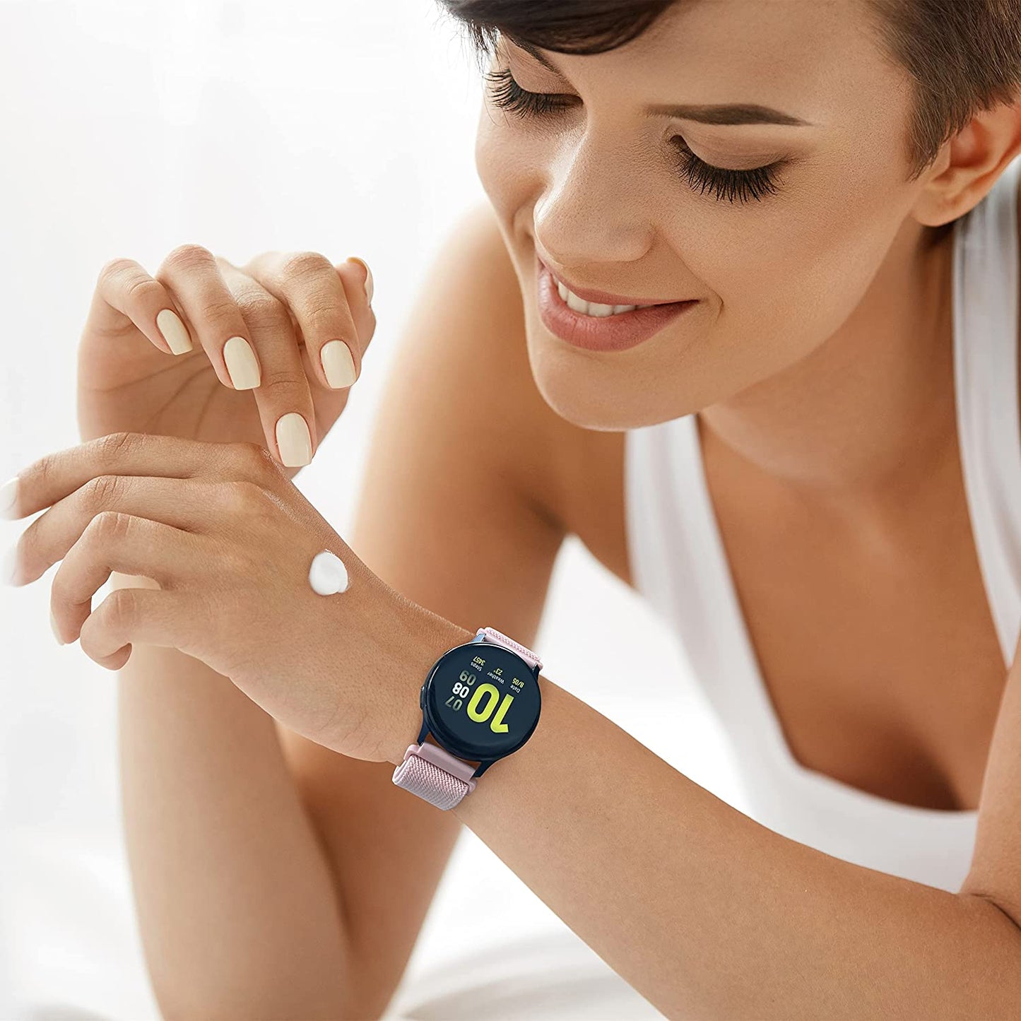 XRHWW 5 Pack 20Mm Stretchy Nylon Loop Watch Bands Compatible with Samsung Galaxy Watch Active 2 44Mm 40Mm/Active 40Mm/Galaxy Watch 3 41Mm/Galaxy Watch 42Mm/Galaxy Watch 4 44Mm 40Mm/Galaxy Watch 5 44Mm 40Mm/Pro 45Mm  XRHWW   