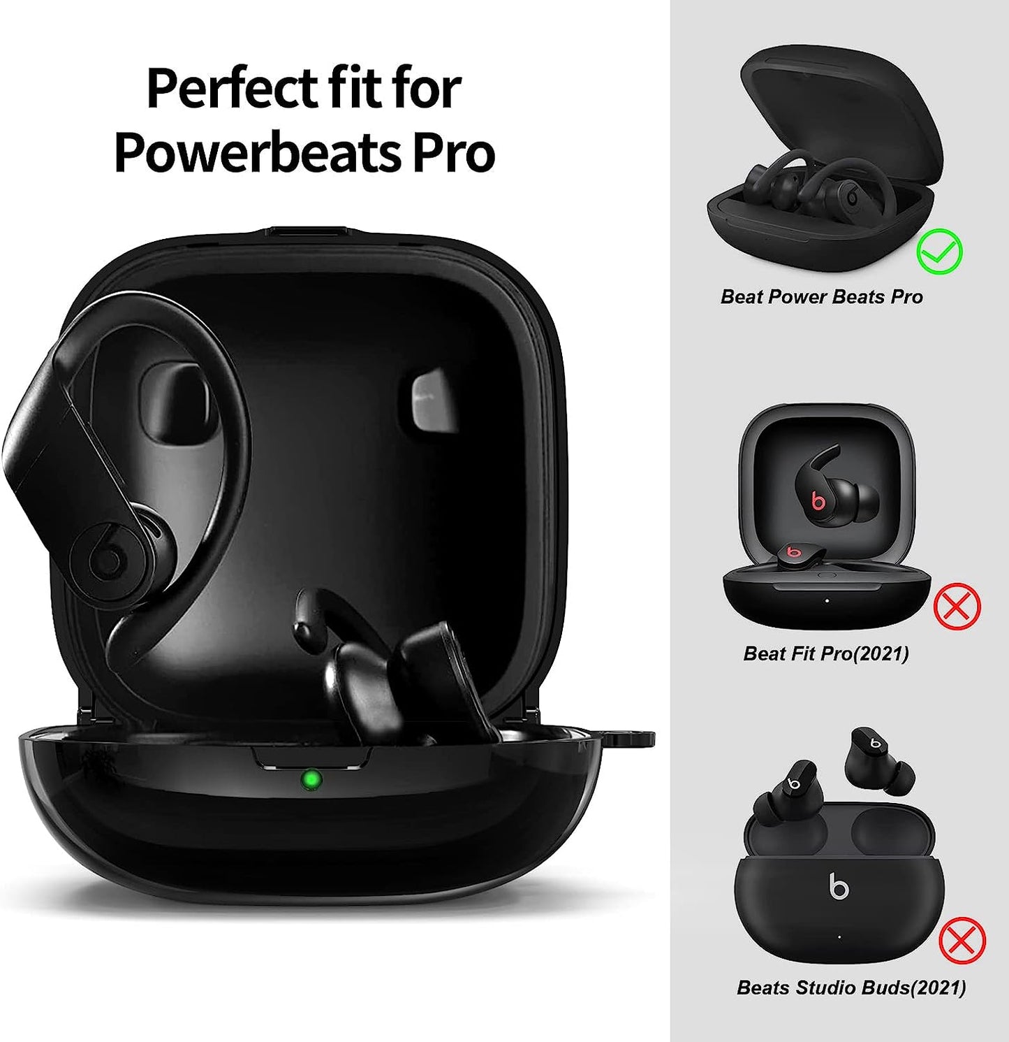Powerbeats Pro Case Cover, Filoto Hard Case for Powerbeats Pro Wireless Earbuds Full Body Shockproof Protective Charging Case Skin with Keychain Accessories for Men Women (Black)  Kerle   