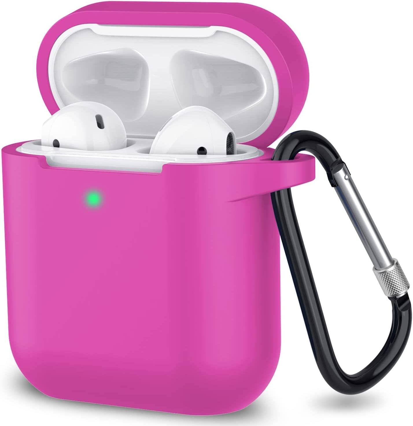 SATLITOG Airpods Case Cover with Secure Lock Keychain, Protective Silicone Cover Compatible with Apple Airpods 2Nd & 1St Charging Case - Light Purple  SATLITOG Classic Pink  